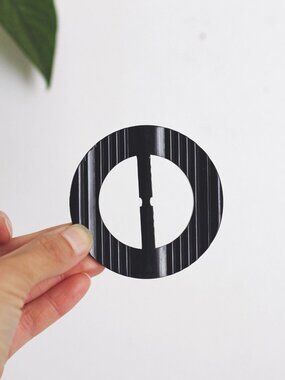 Vintage Black Bakelite Belt Buckle Scarf Slide Carved Sleek Art Deco 1930s Retro